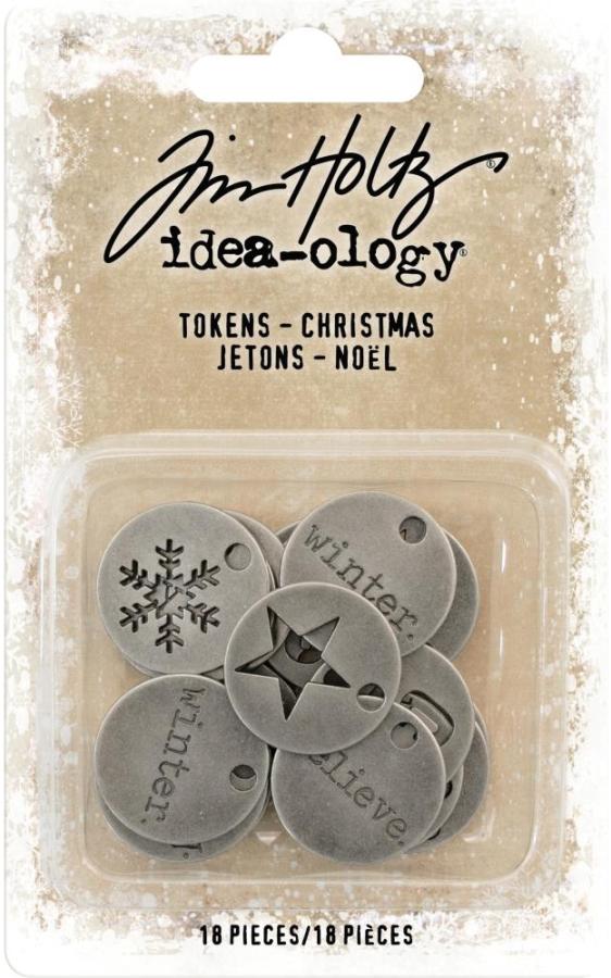 Tim Holtz Idea-Ology Metal Typed Tokens CHRISTMAS  (TH93750)