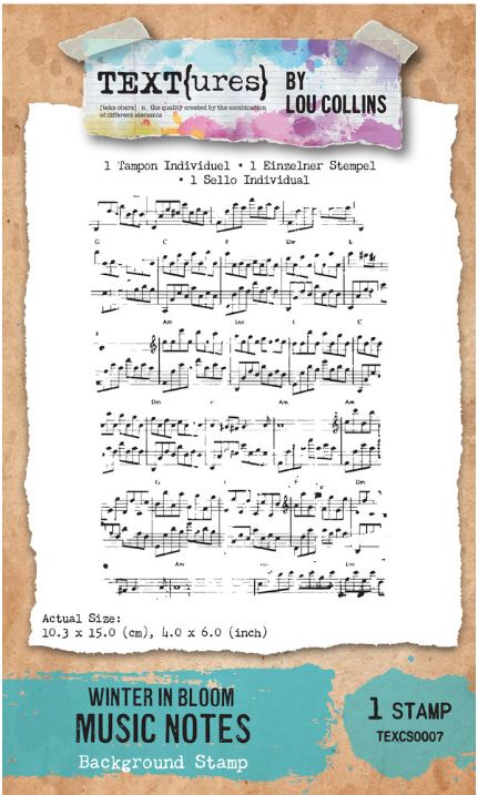TEXTures Winter in Bloom 4x6 Inch Background Stamp Music Notes (007) 