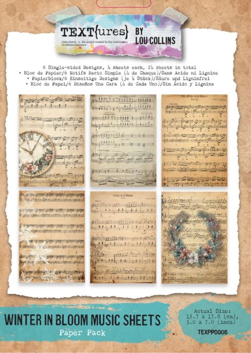 TEXTures Winter in Bloom 5x7 Inch Paper Pack - Music Sheets
