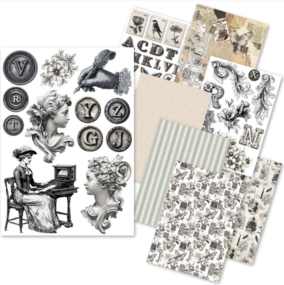 Ciao Bella Typographic A5 Rice Paper Mixed (8pcs) (CBRS037) 