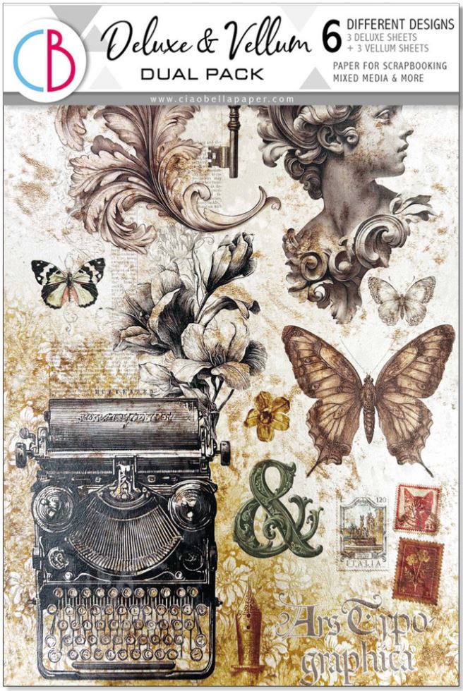 Ciao Bella Typographic A4 Deluxe Paper Pearl Copper & Vellum Dual Pack Mixed (6pcs) (CBX008) 