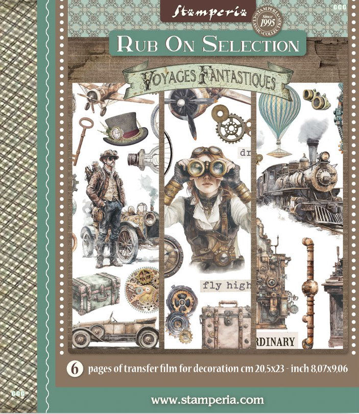 NEW Stamperia Voyages Fantastique  Rub-On - LARGE 8