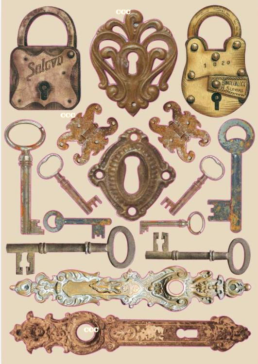 Stamperia Coloured Wooden Shapes - Lady Vagabond Locks and Keys (KLSP086)