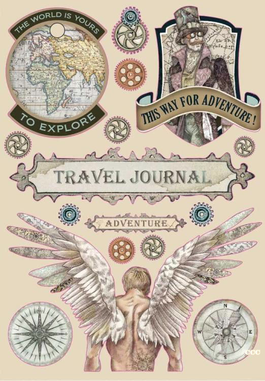 Stamperia Coloured Wooden Shapes - Sir Vagabond Travel Journal (KLSP085)