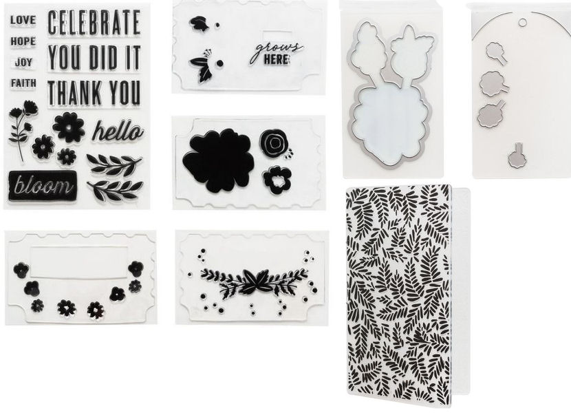 Evolution Mini Stamp, Die & Emboss Kit Floral (Inc. Stamping Press)