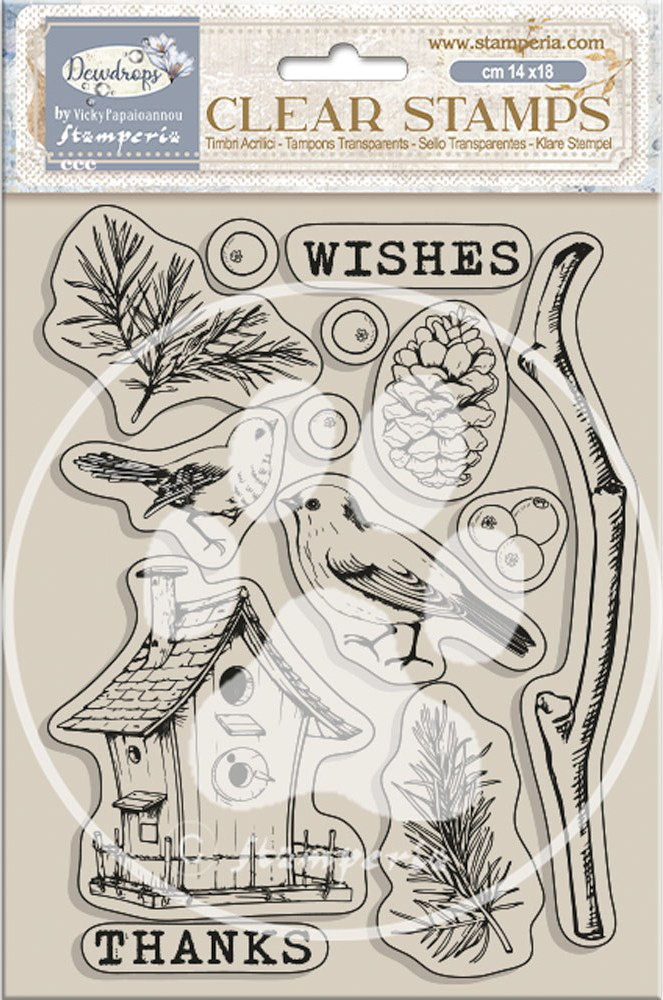 Stamperia Create Happiness Dewdrops Clear Stamps - NEST BIRD  (WTK206)