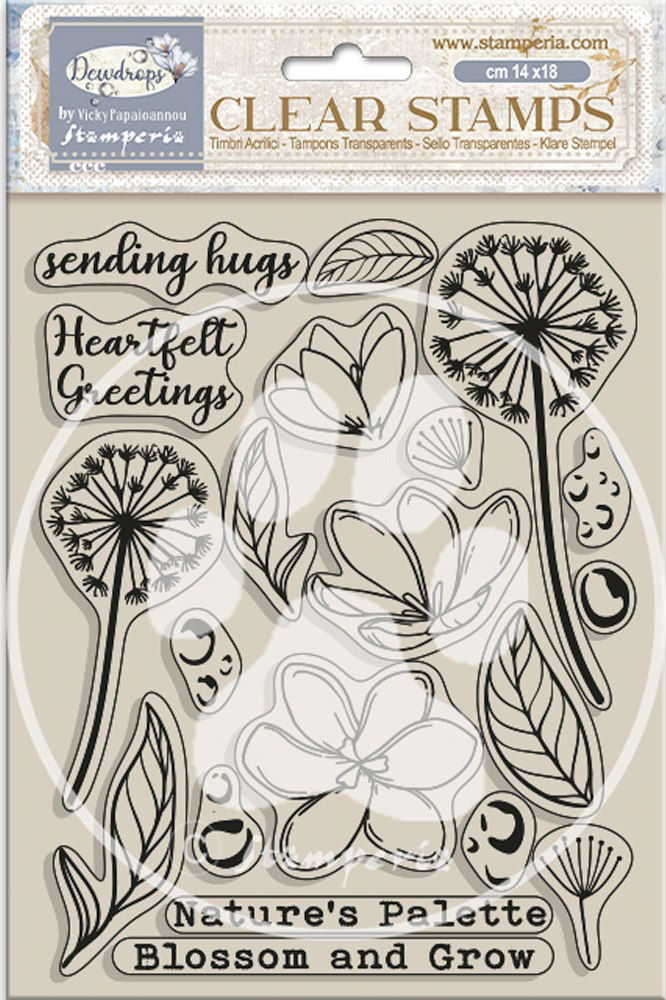 Stamperia Create Happiness Dewdrops Clear Stamps - BLOSSOMS (WTK207)