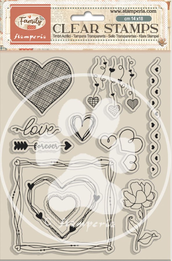 Stamperia Family Clear Stamp Hearts (WTK234) 