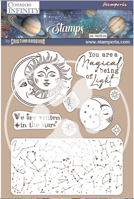 Stamperia Cosmos Infinity Stamps -  SUN & MOON  WTKCC217