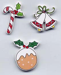 Handmade Wooden Xmas - Pudding/Cane/Bells (XHB-7)