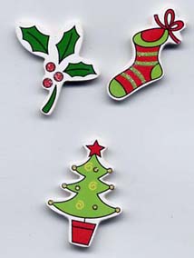 Handmade Wooden Xmas - Tree/Stocking/Holly (XHB-8)