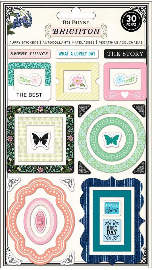 Bo Bunny (American Crafts) BRIGHTON Puffy Stickers Frames (30pcs) (34013987)