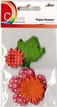 Paper Flowers and Leaves Orange (40 pieces)