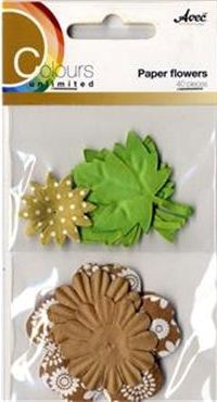 Paper Flowers and Leaves Brown (40 pieces)