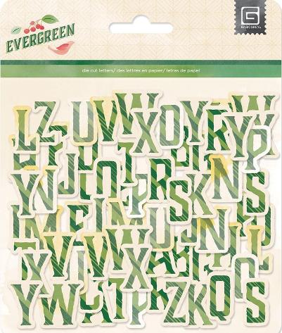 Basic Grey Evergreen Printed Chipboard Alphabet