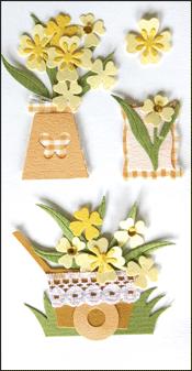 3D Decorative Stickers - Wheelbarrow of Flowers (BN420)