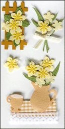 3D Decorative Stickers - Orange Flower Vase & Fence (BN0423)