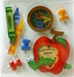 3D Decorative Stickers - School-time Apple with Worm Shaker