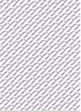 Background Paper - Happy Birthday (Violet on White)