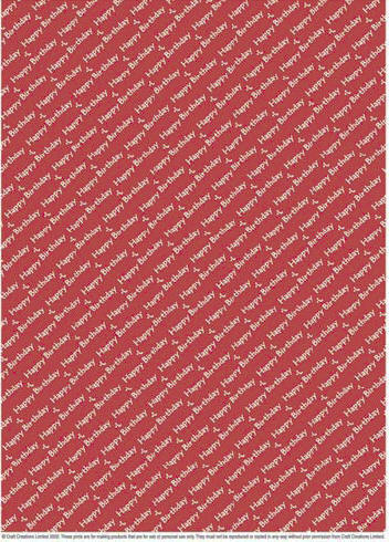 Background Paper - Happy Birthday (White on Red)