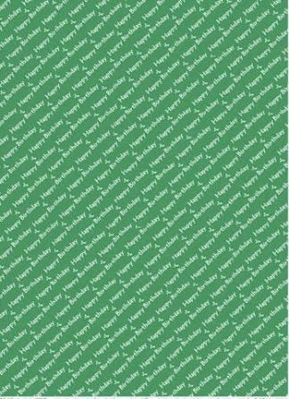 Background Paper - Happy Birthday (White on Green)