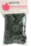 Woodware Plain Button Packs - BOTTLE GREEN