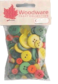Woodware Plain Button Packs - PRIMARY MIX (BT43)