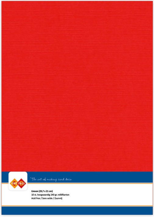 A4 Linen Textured Cardstock (Pack of 10)  RED