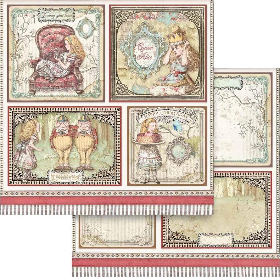 Stamperia Double-Sided Paper - ALICE CARDS (SBB817)