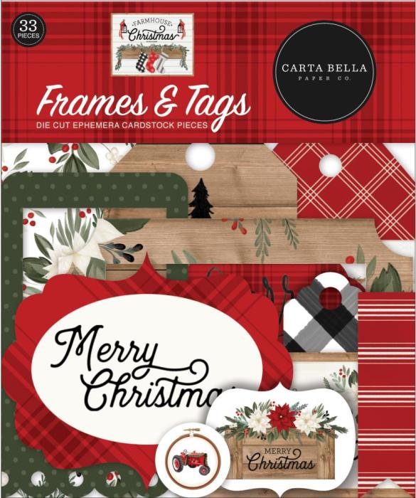 Carta Bella Farmhouse Christmas Ephemera - Frames & Tags