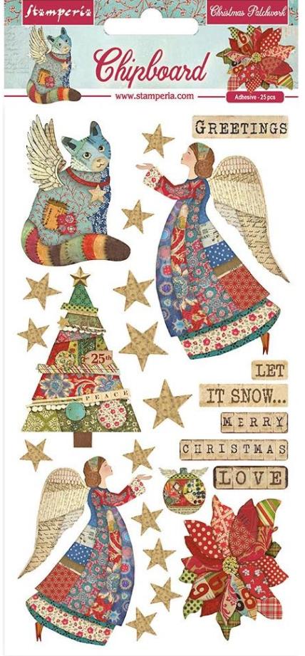 Stamperia Christmas Patchwork Chipboard