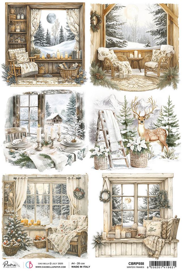 Ciao Bella Winter Season A4 Rice Paper Winter Frames (5pcs) (CBRP558)