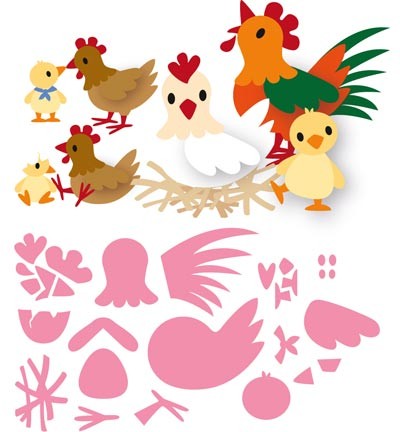 Marianne Design Collectables Craft Dies - Eline's Chicken Family (COL1429)