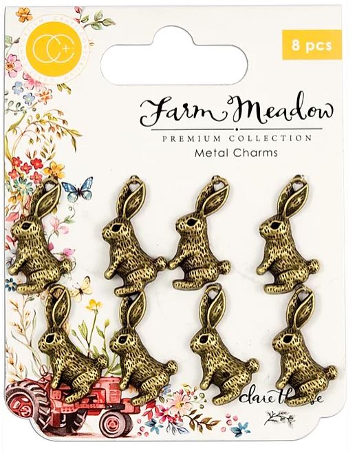 Craft Consortium Farm Meadow - Metal Charms - Rabbits