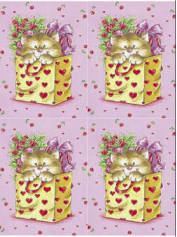 Dcoupage -  Cat in Heart Bag (249)