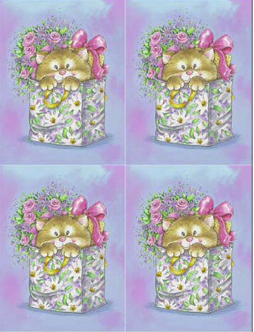 Dcoupage - Cat in Flower Bag (Large)