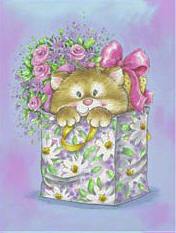 Dcoupage - Cat in Flower Bag (Large)