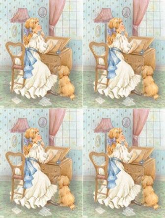 Dcoupage - Girl at Desk 