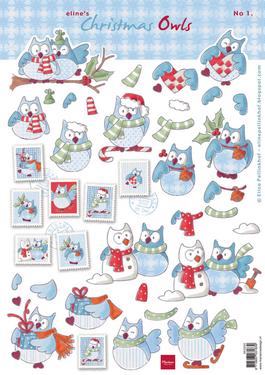 Marianne Design Decoupage sheets Eline's Christmas Owls 1