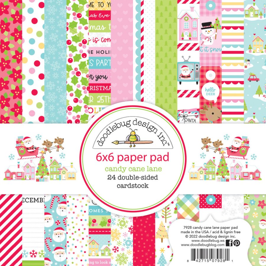 Doodlebug Design Candy Cane Lane 6x6 Inch Paper Pad (7928)