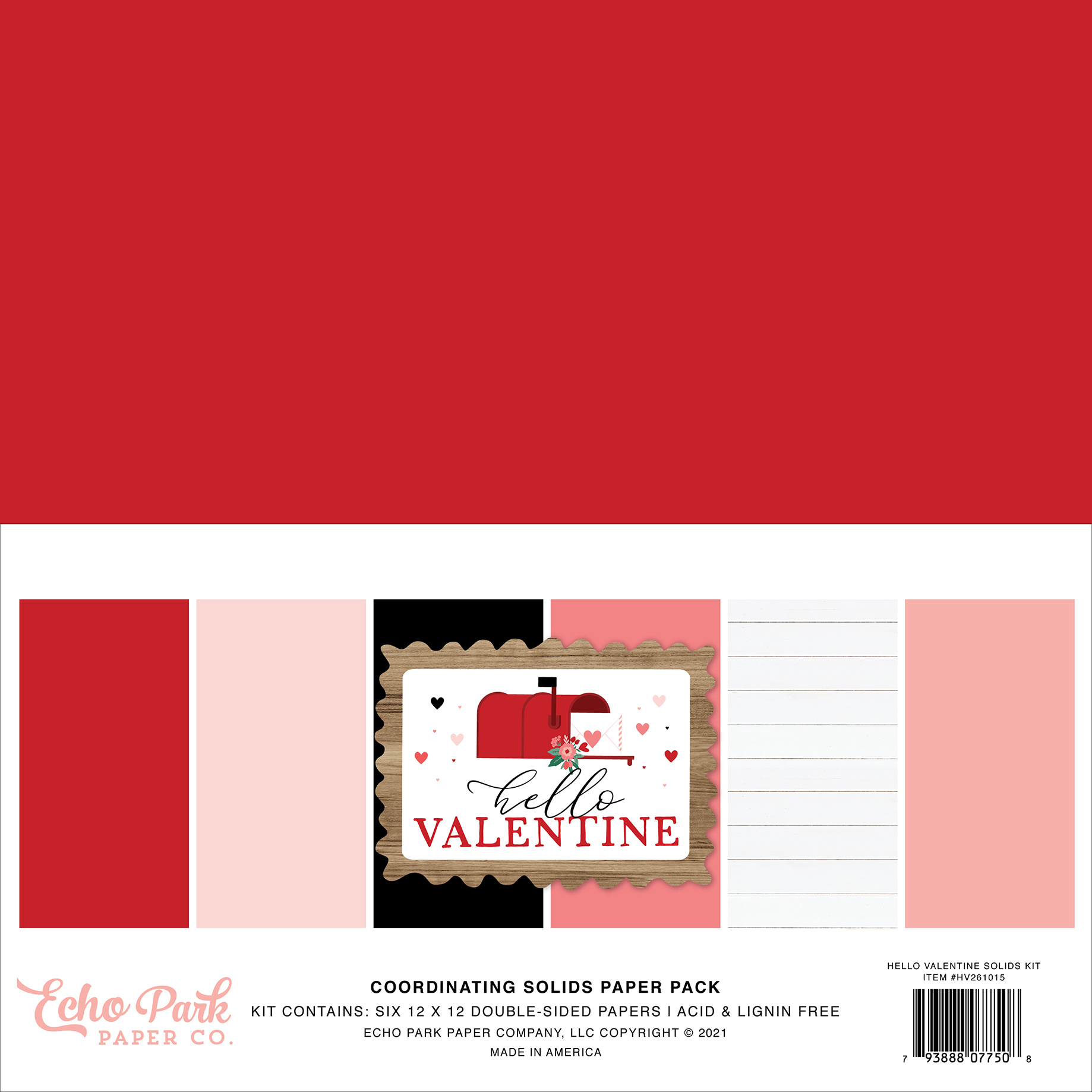 Echo Park Hello Valentine Coordinating Solids Paper Pack