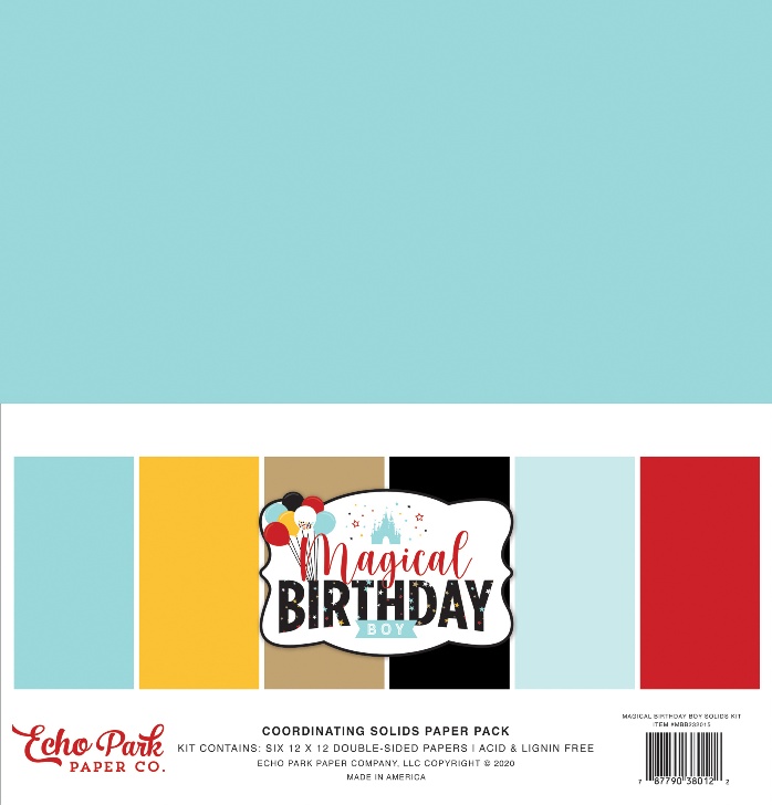 Echo Park Magical Birthday Double-Sided Solid Cardstock BOY