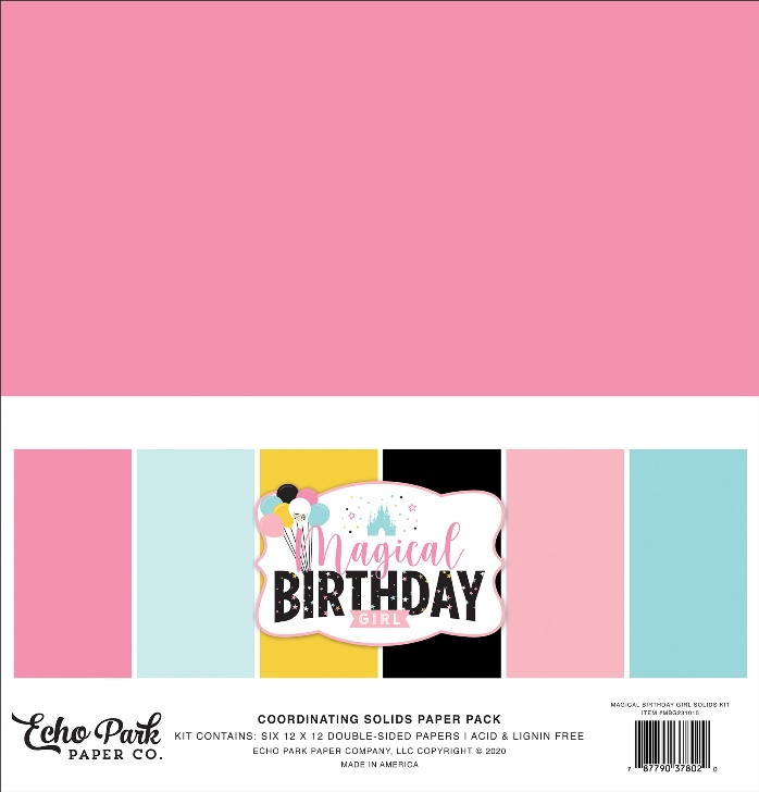 Echo Park Magical Birthday Double-Sided Solid Cardstock GIRL