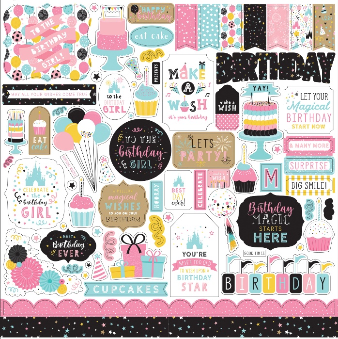 Echo Park Magical Birthday Element Stickers GIRL