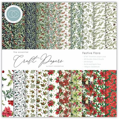 Craft Consortium Essential Craft Papers - Festive Flora (6x6)