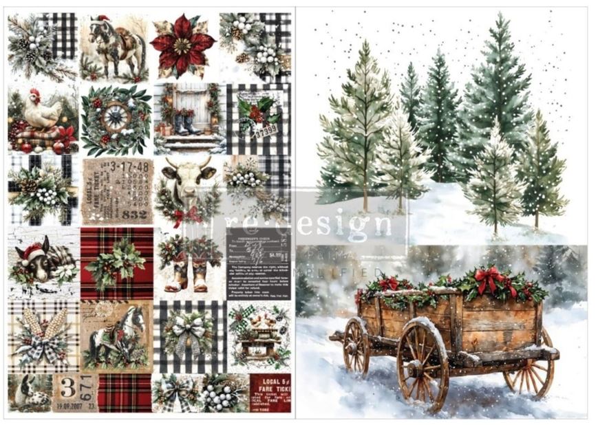 Re-Design with Prima- Farmhouse Frost A4 Decoupage Fiber Pack (2pcs) (679309)