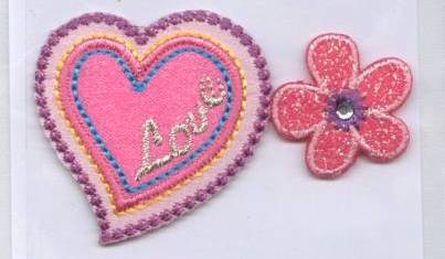 CraftyBitz Fabric Embellishments -  Heart & Flowers FB28