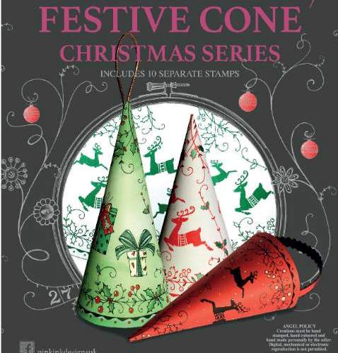 Pink Ink Design Stamps -  Festive Cone (10 Stamps)