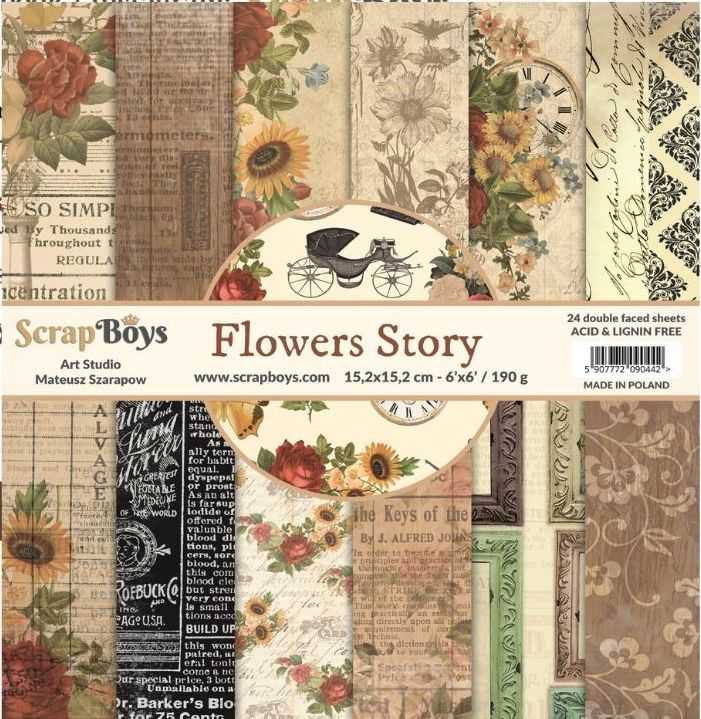 Scrap Boy Flowers Story 6x6 Paper Pad
