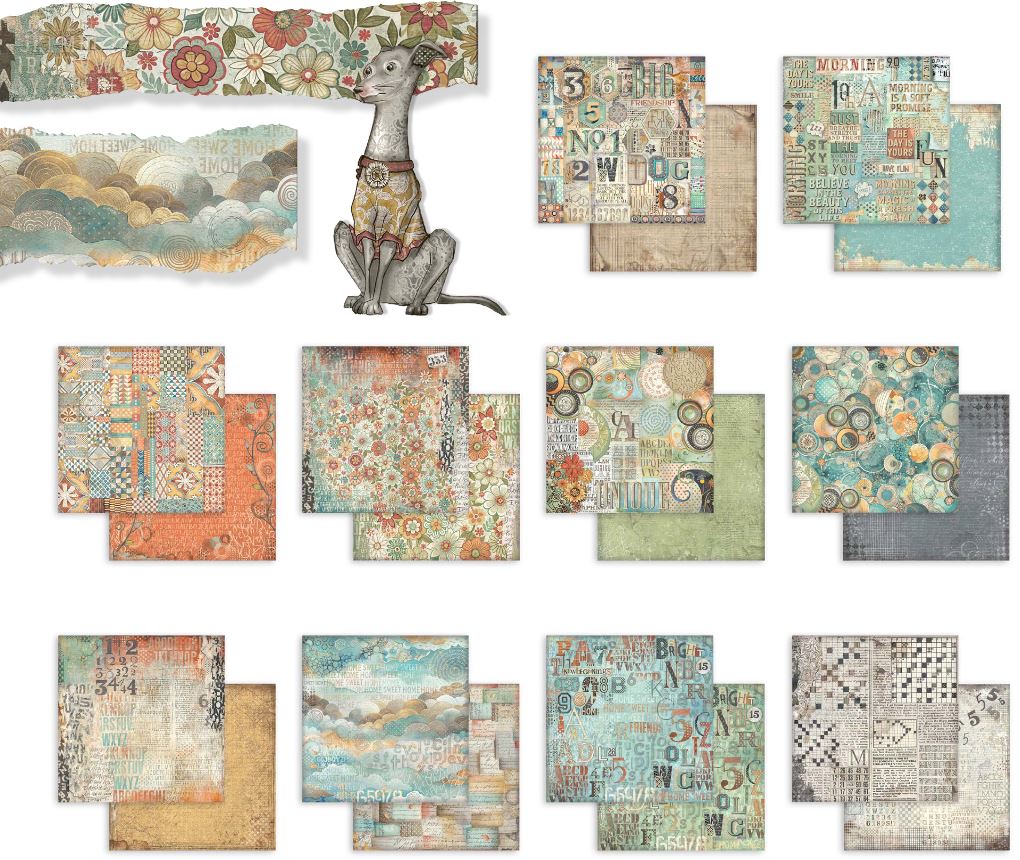 Stamperia Furry Friends 8x8 Inch Paper Pack BACKGROUNDS